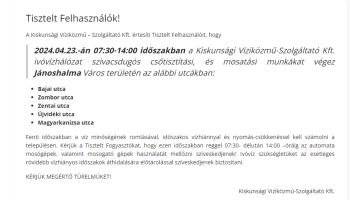 Szivacsdugós / mechanikai hálózat tisztítás - Jánoshalma